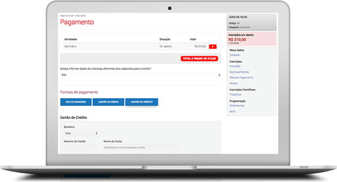 Sistema de pagamento online para congressos